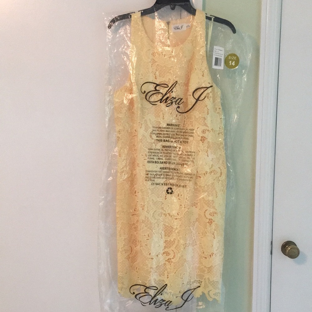 NWT Eliza J Yellow Lace Shift size 14